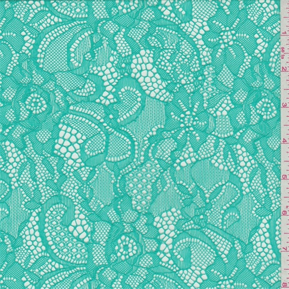 Aquamarine Green Lace, Fabric Sold By the Yard