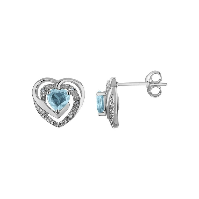 Sterling Silver or 14k White Gold Aquamarine & .02 CTW Diamond Leverback Earrings Sterling Silver or 14k White Gold Aquamarine & .02 CTW Diamond Leverback Earrings