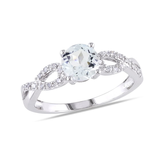 Aquamarine Infinity Ring 6/7 Carat (Ctw) with Diamonds in 10K White Gold