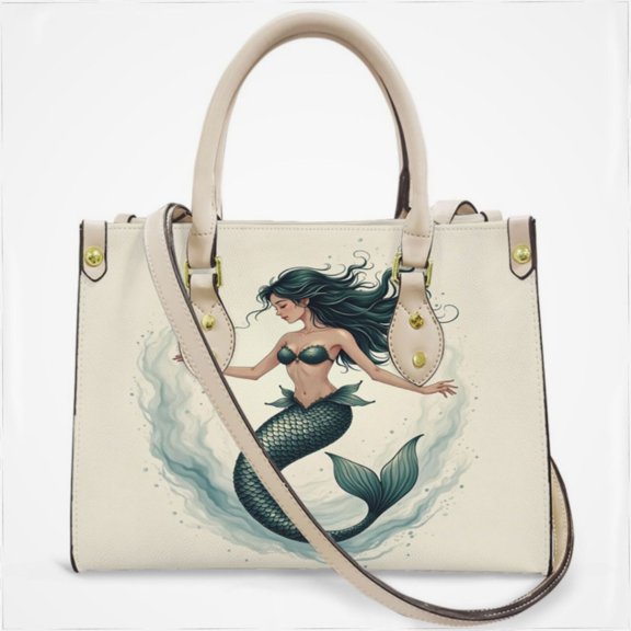 Aquamarine Mermaid Cross Body Bags For Women Small Leather Female Handbags Fashion Top-Handle Totes