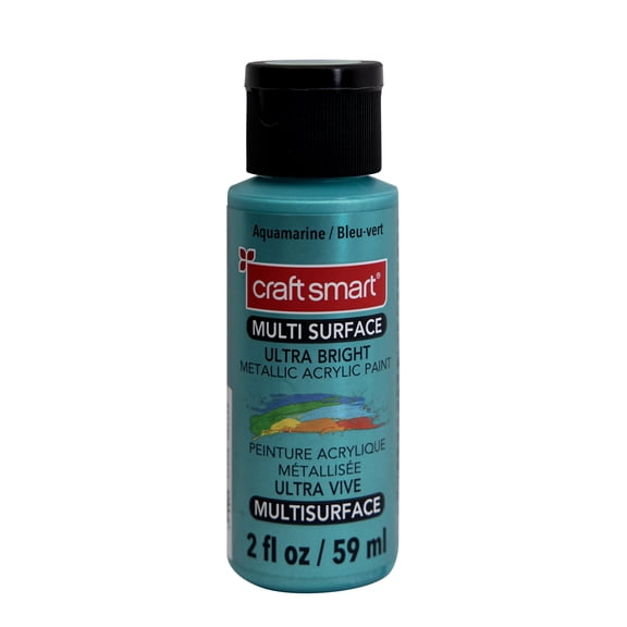 Craft Smart Aquamarine Multi-Surface Premium Ultra Bright Metallic Paint - High-Sheen Finish for Art, Crafts & Decor Projects, 9 Pack