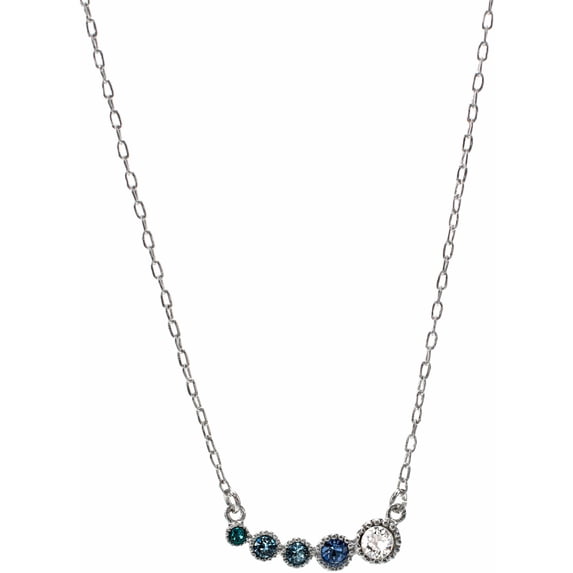 Aquamarine Ombre - 13" - 16.5" Rhodium Plated Crystal Necklace
