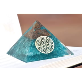 Aquamarine Orgone Pyramid - Healing Crystal Protection - Orgonite Pyramid for Chakra Balance - Stress Reduce Calm Mind Healing Stone for Positive Energy Orgone Pyramid By Orgonite Shop