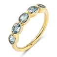 thumbnail image 1 of Aquamarine Oval half bezel set ring gold | Natural aquamarine half eternity band ring gold | Real aquamarine crystal clear ring gold, 1 of 3