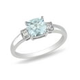 thumbnail image 1 of Gem & Harmony Aquamarine Ring 4/5 Carat (Ctw) with Diamonds in Sterling Silver for Women, 1 of 5