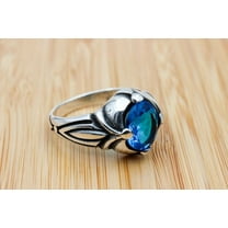 Aquamarine Ring, Mens Handmade Ring, Turkish Handmade Silver Men Ring, Ottoman Ring, Men's Jewelry, Gift for Him, 925k Sterling Silver Ring