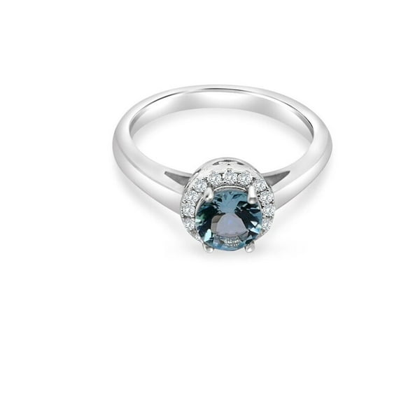 Aquamarine Round cut gemstone engagement ring 925 sterling silver ring, gift for her