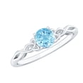 thumbnail image 1 of Rosec Jewels Natural Aquamarine Promise Ring for Women - Celtic Knot Ring - 6 mm - Ready to Gift for Valentines Day, 10K White Gold, US 9.00, 1 of 6
