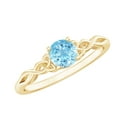 thumbnail image 1 of Rosec Jewels Natural Aquamarine Promise Ring for Women - Celtic Knot Ring - 6 mm - Ready to Gift for Valentines Day, 14K Yellow Gold, US 3.50, 1 of 6
