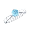thumbnail image 1 of Rosec Jewels Aquamarine Engagement Ring with Diamond - 0.8 Carat Round March Birthstone Ring - AAA Grade - with Jewelry Box, 18K White Gold, US 7.00, 1 of 8