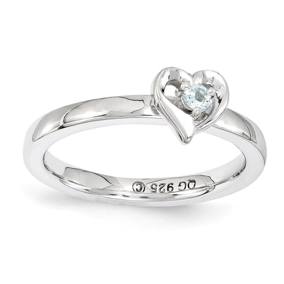 Aquamarine Sterling Silver Heart Ring