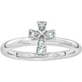 thumbnail image 1 of Aquamarine Sterling Silver Rhodium Cross Ring, 1 of 6