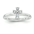 thumbnail image 1 of Aquamarine Sterling Silver Rhodium Cross Ring, 1 of 5