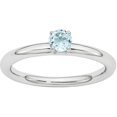 thumbnail image 1 of Aquamarine Sterling Silver Rhodium Ring, 1 of 6