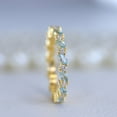 thumbnail image 1 of Aquamarine Wedding Band, 14k Yellow Gold Plated, Moissanite Diamond Band, Full Eternity Gold Band, 1 of 5