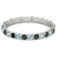 thumbnail image 1 of Aquamarine With Black Spinel Round 2.50 MM Eternity 925 Sterling Silver Women Stackable Wedding Ring Size US- 10, 1 of 5