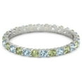 thumbnail image 1 of Aquamarine With Peridot Round 2.50 MM Eternity 925 Sterling Silver Women Stacking Ring Size US- 6.5, 1 of 5