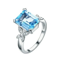 Aquamarine Zircon Square Ring Engagement Ring Bracelet