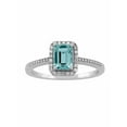 thumbnail image 1 of Aquamarine and CZ Sterling Silver Emerald-Cut Halo Ring, 1 of 4
