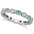 thumbnail image 1 of Aquamarine and Diamond Eternity Anniversary Ring Band 14k White Gold, 1 of 3