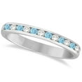 thumbnail image 1 of Aquamarine and Diamond Semi-Eternity Channel Ring 14k White Gold (0.40ct), 1 of 2