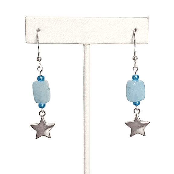 Aquamarine and Star Charm Earrings