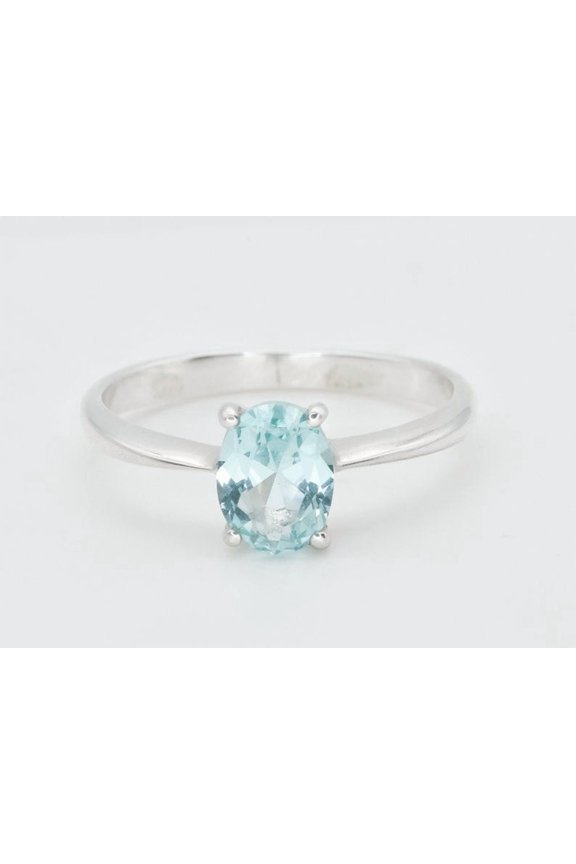 Aquamarine ring Oval cut gemstone engagement ring 925 sterling silver ring