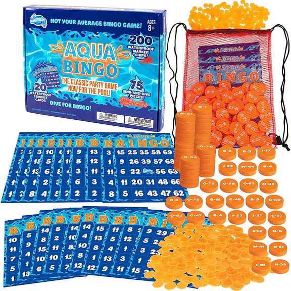 Aquamazing Aqua Bingo Waterproof Unisex Pool Diving Set, Plastic, Orange, 12.24"