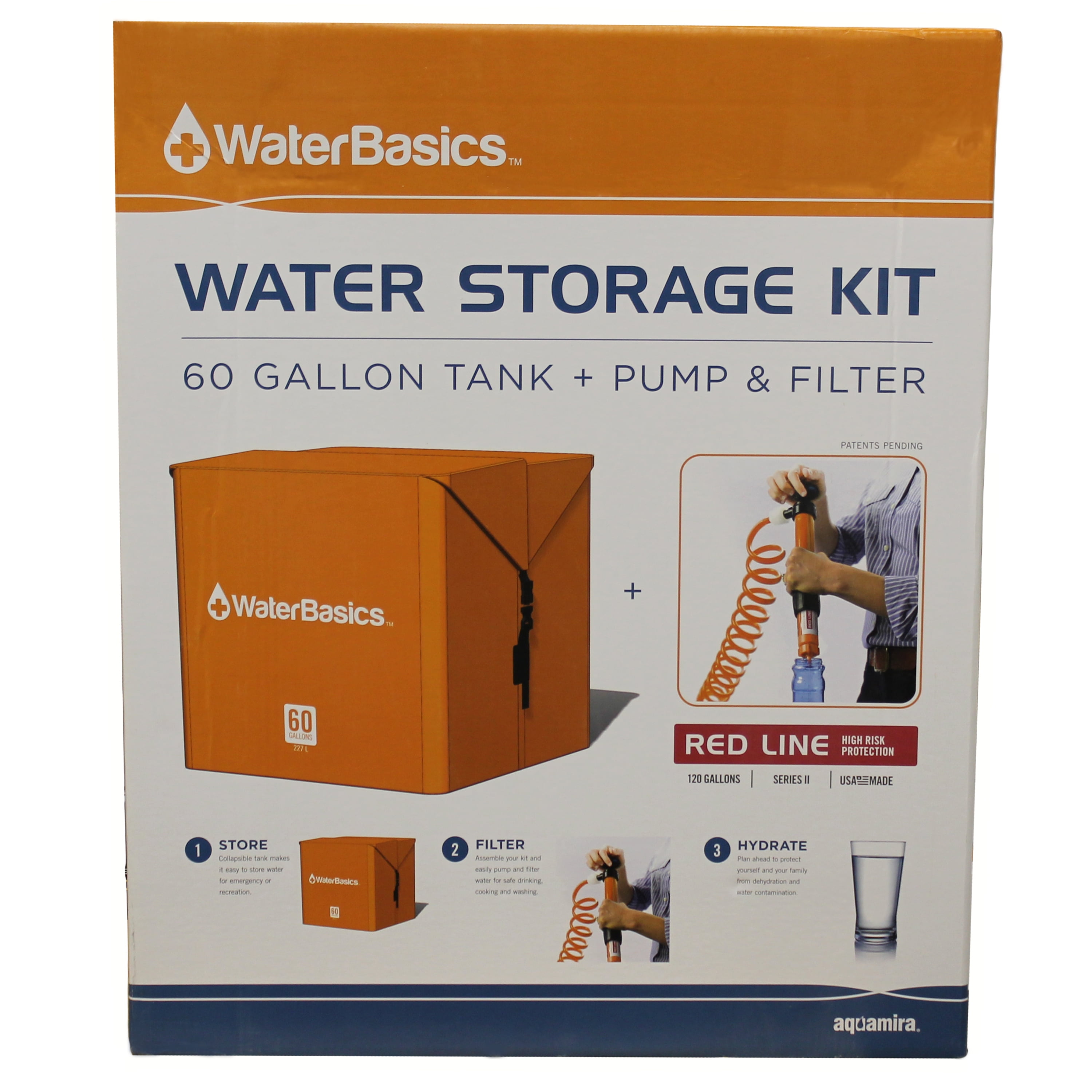 Aquamira WaterBasics Water Storage Kit 60 Gallons with Filter - Walmart.com