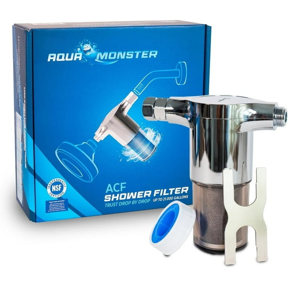 Aquamonster ACF Shower Filter | NSF Chlorine Removal | 21,000 Gallon Long Life | & Hair Care | Easy Install | Korean Technology | by