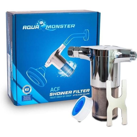 Aquamonster ACF Shower Filter | NSF Chlorine Removal | 21,000 Gallon Long Life | & Hair Care | Easy Install | Korean Technology | by
