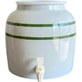 thumbnail image 1 of Aquanation Stripe Design Countertop Water Dispenser Porcelain Ceramic Beverage Crock with BPA Free Spigot and Ring, Fits 3 to 5 Gallon Bottle Jug (Green Stripes), 1 of 7
