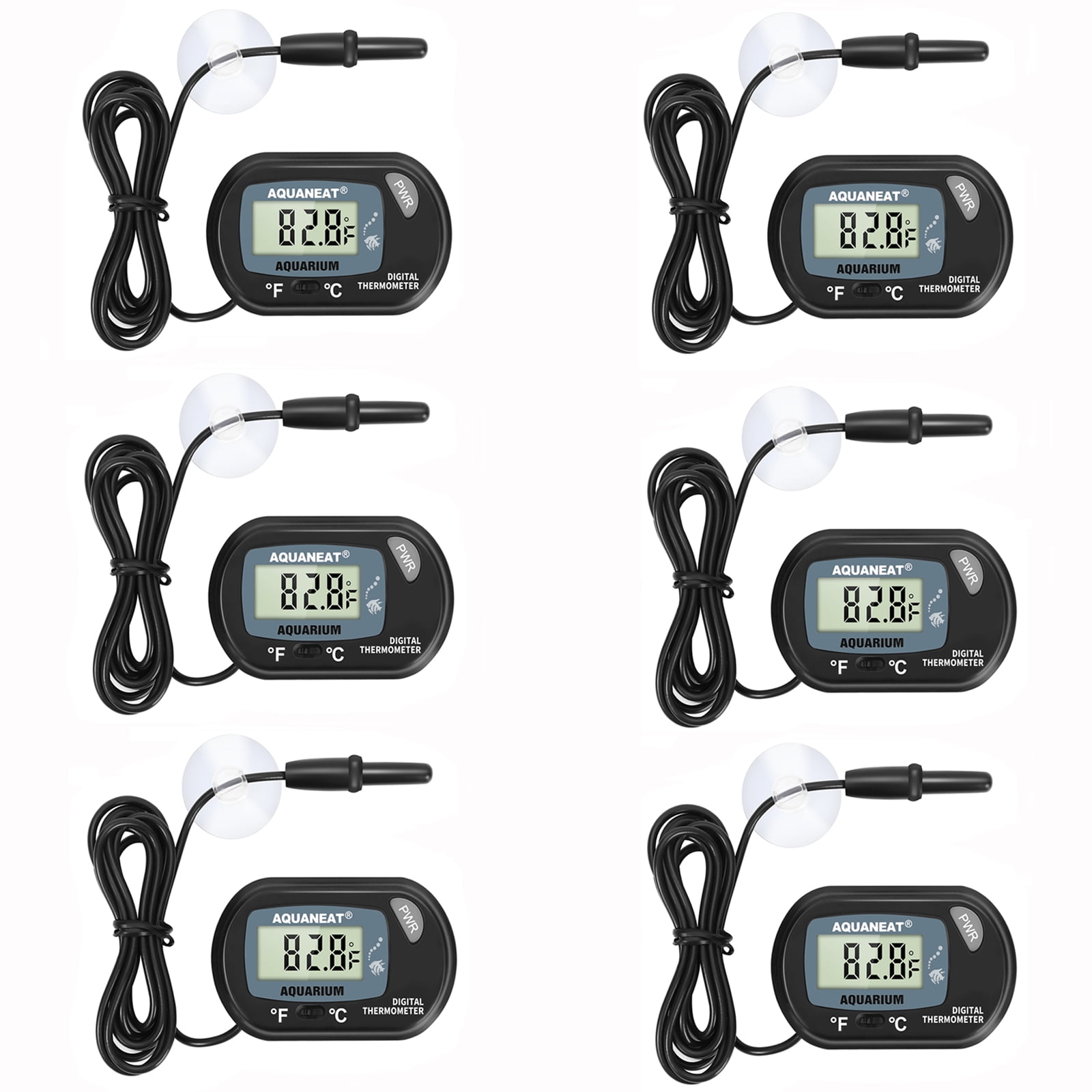 Aquaneat 6 Pack Aquarium Thermometer Digital Fish Tank Water