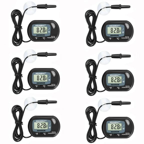 Aquaneat 6 Pack Aquarium Thermometer Digital Fish Tank Water Temperature Test