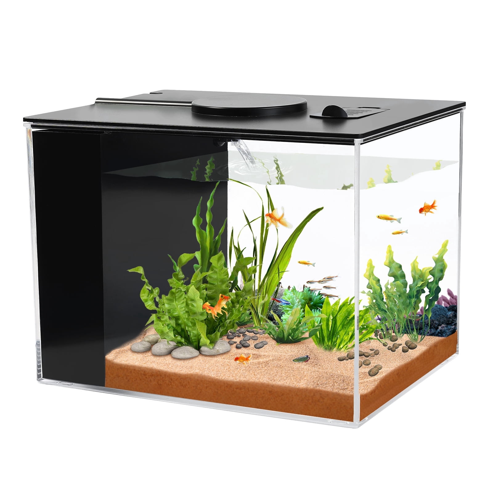 Aquaneat AQUANEAT Fish Tank, 1 Gallon Betta Fish Tank, Small Aquarium Kit with LED Light and Water Filter Pump