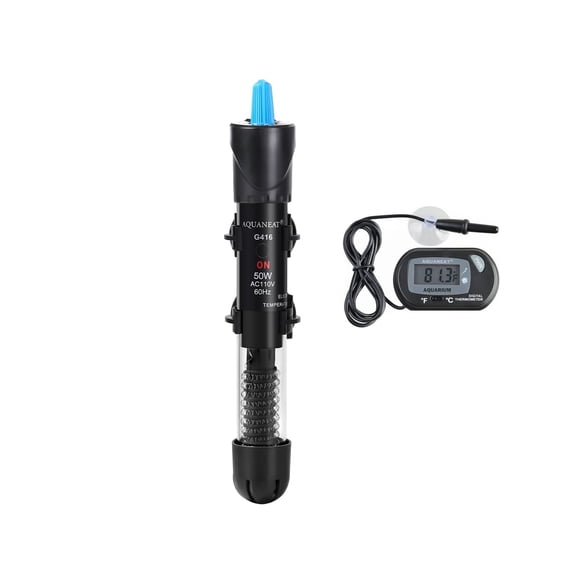 Aquaneat Aquarium Heater, 50W Fish Tank Heater, Adjustable Submersible Water Thermostat with Digital Thermometer