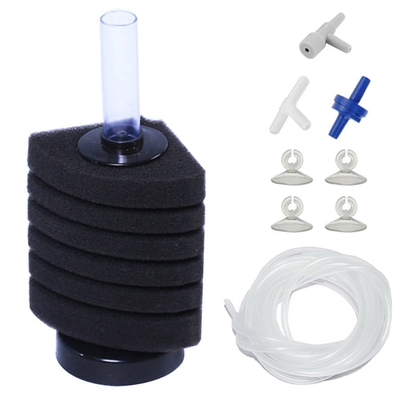 Aquaneat Aquarium Sponge Filter, Corner Filter, Breeding Shrimp Nano Fish Tank with Airline Tubing, Air Pump Valves, Suction Cups