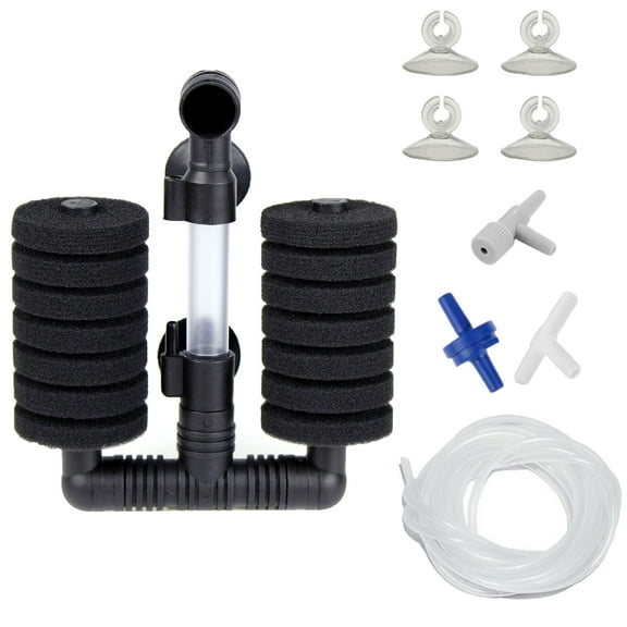 Aquaneat Double Sponge Filter, Fish Tank Filter with Accessories up to 10gal