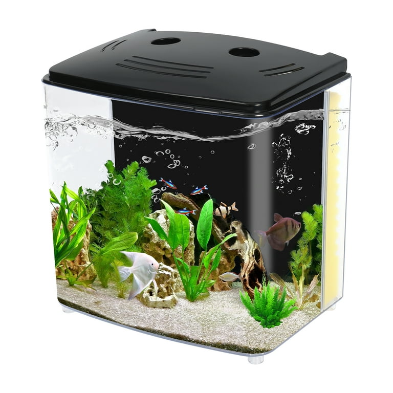 Aquaneat Fish Tank, 1.2 Gallon Aquarium, Small Betta Fish Tank Starter Kit  with LED Light and Water Filter Pump, Rectangular