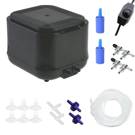 Aquaneat Powerful Aquarium Air Pump, 250GPH, Dual Outlets, for up to 300 Gallon Fish Tank, Super Quiet Oxygen Aerator with Gang Valves, Tubing and Air Stones