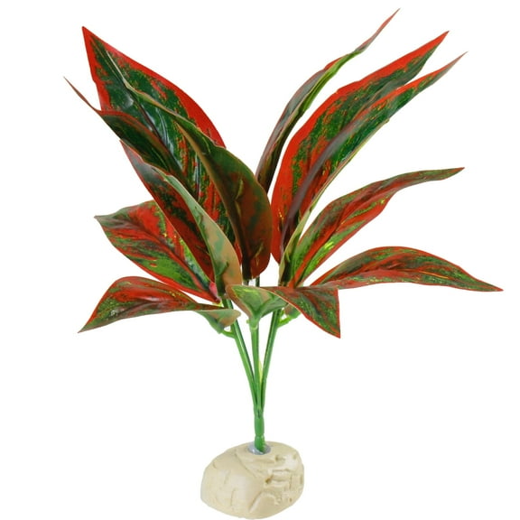Aquaneat Terrarium Plant, Fake Reptile Plant for Amphibian Habitat, 10 inch Tall Red