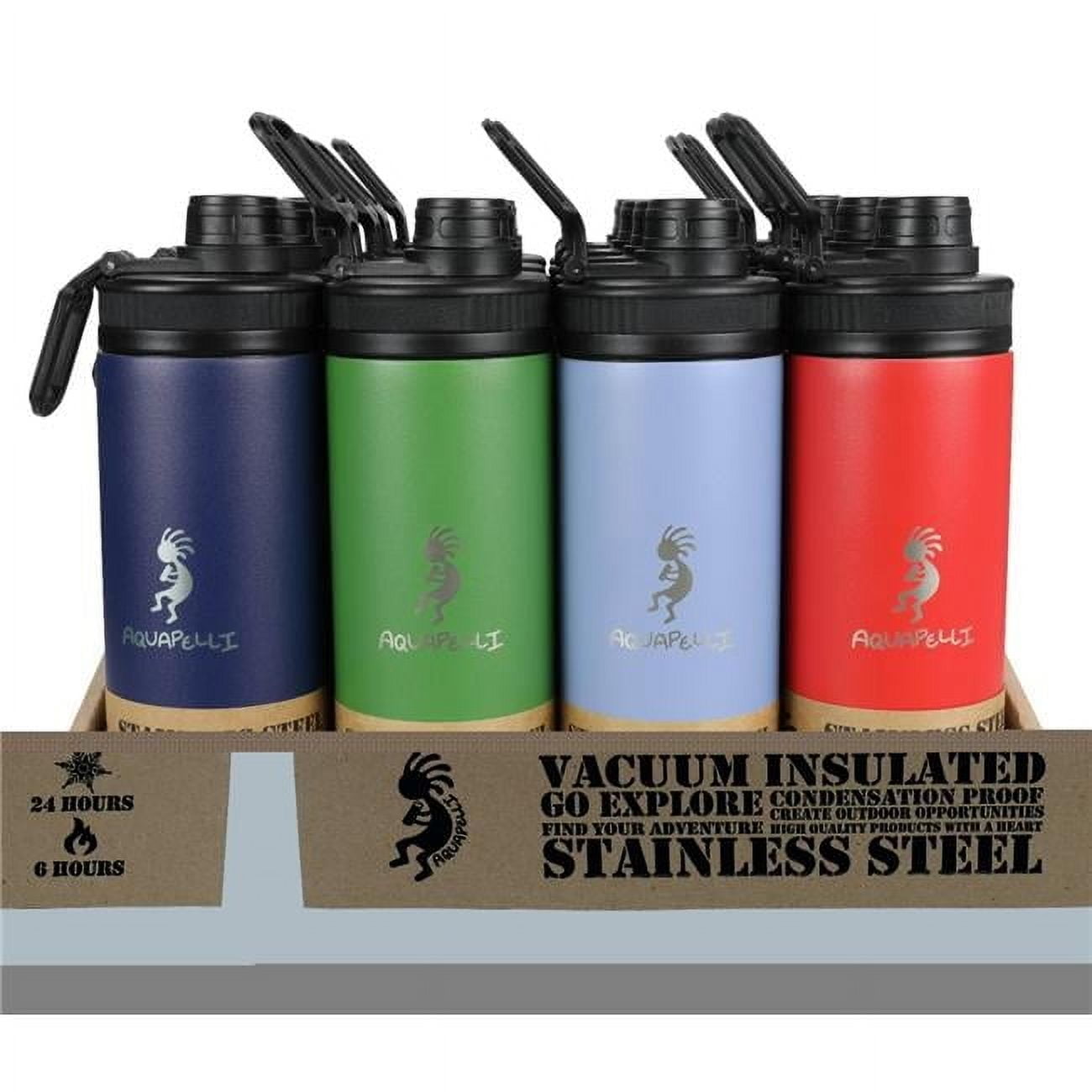 Aquapelli 18 oz Assorted Color Stainless Steel Vacuum Insulated Water Bottle