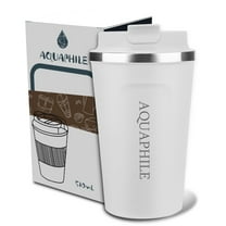 Aquaphile 17oz Coffee Mug to Go Stainless Steel Thermos Double Wall Insulated Coffee Cup Reusable Travel Mug with Leak proof Lid, White