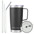 thumbnail image 1 of Aquaphile 20oz Stainless Steel Insulated Coffee Mug with Handle, Double Walled Vacuum Travel Cup with Lid & Straw, Portable Coffee Tumbler,Black, 1 of 6