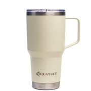 Aquaphile 30oz Stainless Steel Insulated Coffee Mug with Handle, Double Walled Vacuum Travel Cup with Lid & Straw, Portable Coffee Tumbler,Ivory