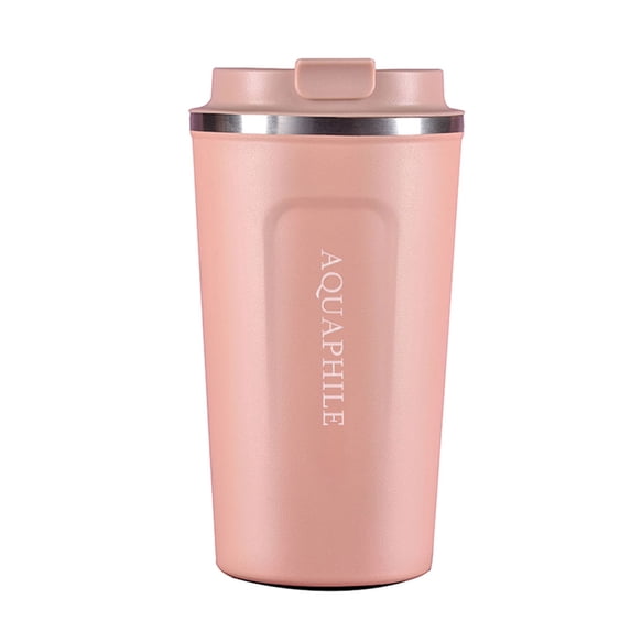 Aquaphile Double Walled Stainless Steel Insulated Coffee Travel Coffee Mug, Light Pink 17 Oz