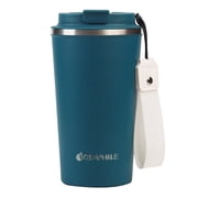 Aquaphile Thermo Coffee Mug to Go with Strap 17oz, Reusable Travel Mug with Insulation, Leak Proof Stainless Steel Thermal Cup for Hot and Cold Drinks, Blue