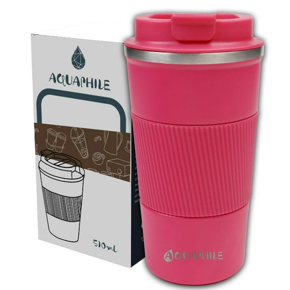 Aquaphile Travel Coffee Cup Leak proof Insulated Reusable Travel Coffee Mug Rubine Red 17 Fluid Ounces