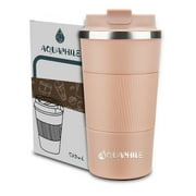 Aquaphile Vacuum Insulated Coffee Travel Mug Double Walled Reusable Tumbler Cups Light Pink 17 Fluid Ounces