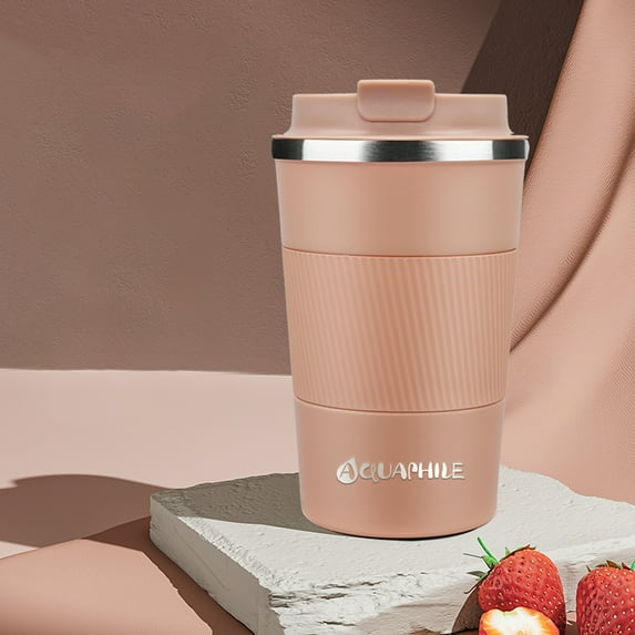 Aquaphile Vacuum Insulated Coffee Travel Mug Double Walled Reusable Tumbler Cups Light Pink12 Fluid Ounces